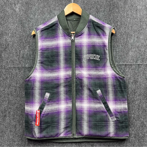 Supreme Other - NWT Supreme Reversible Shadow Plaid Vest Size Mens Small